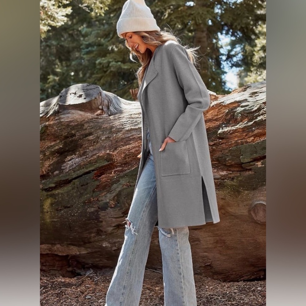 Lillusory Oversized Long Knit Coatigan w/Wool- Heather Gray - Size L - Worn Once - Picture 5 of 10
